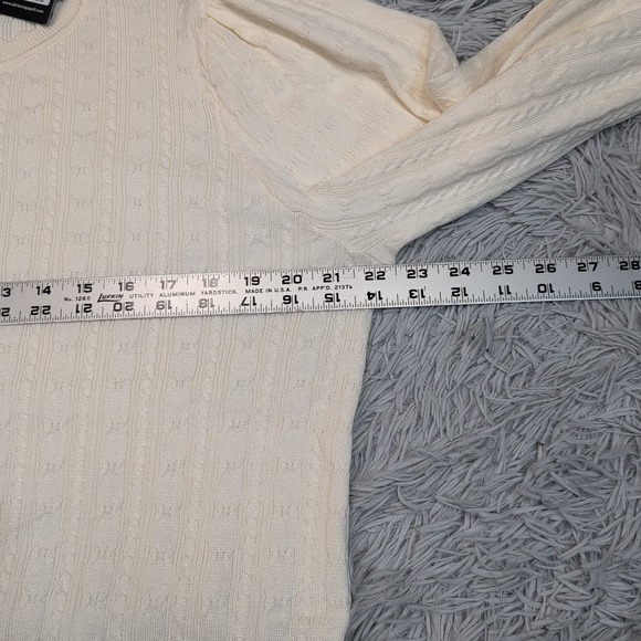 Adrianna Papell Sweater Womens XL Winter White Cable Stitch Preppy Comfort New - Picture 3 of 11
